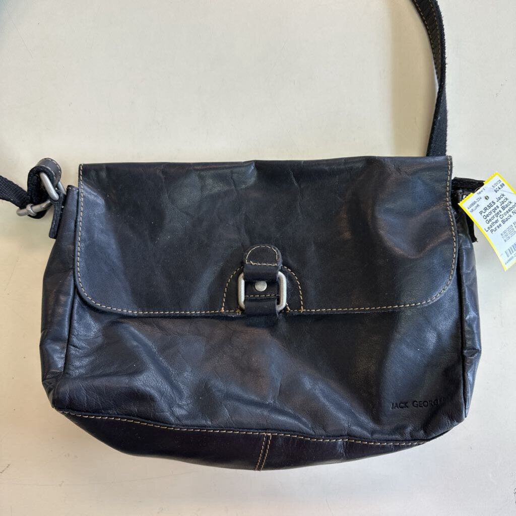 Jack Georges Black Leather Crossbody Purse