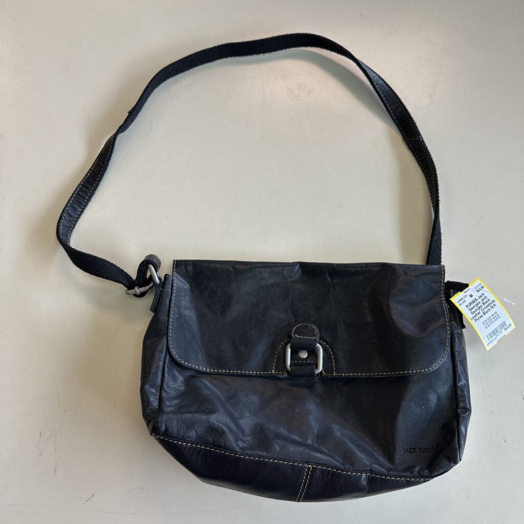 Jack Georges Black Leather Crossbody Purse