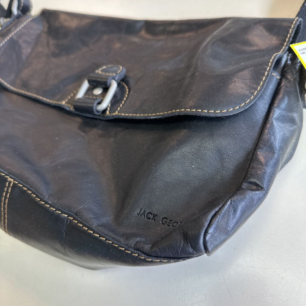 Jack Georges Black Leather Crossbody Purse