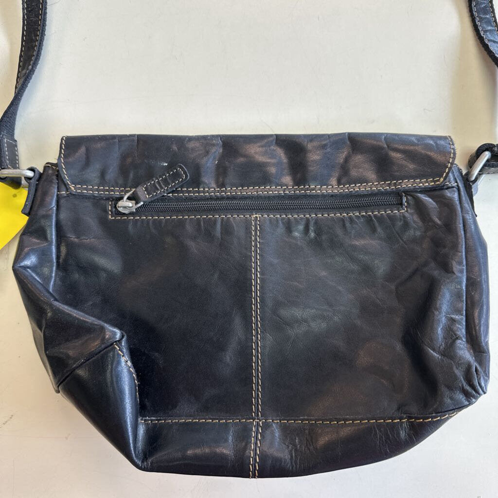 Jack Georges Black Leather Crossbody Purse
