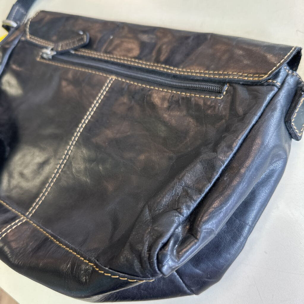Jack Georges Black Leather Crossbody Purse