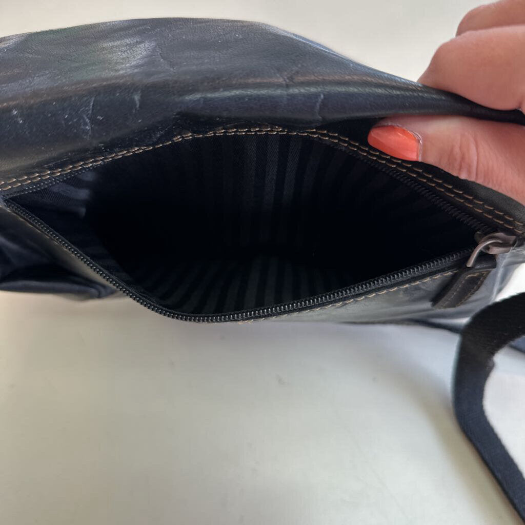 Jack Georges Black Leather Crossbody Purse