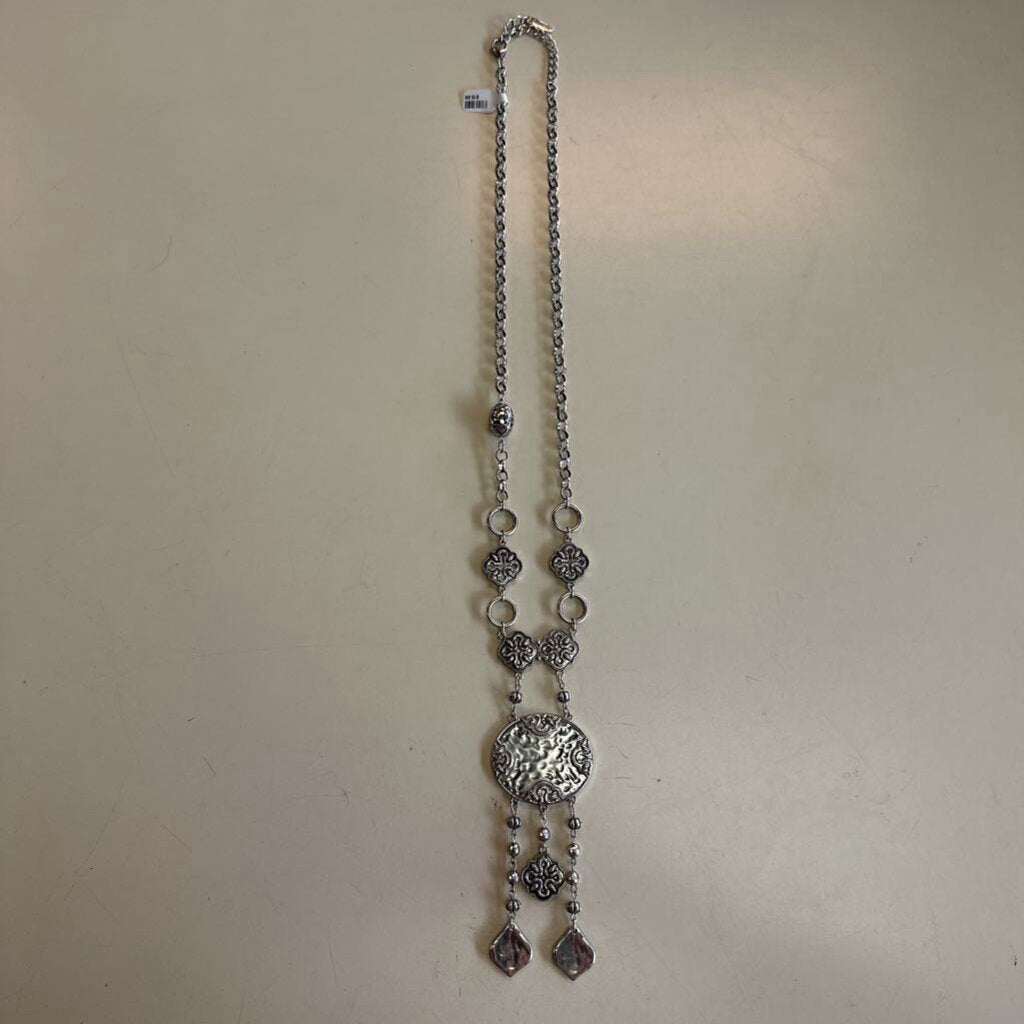 Plunder Silver Long Western Statement Necklace