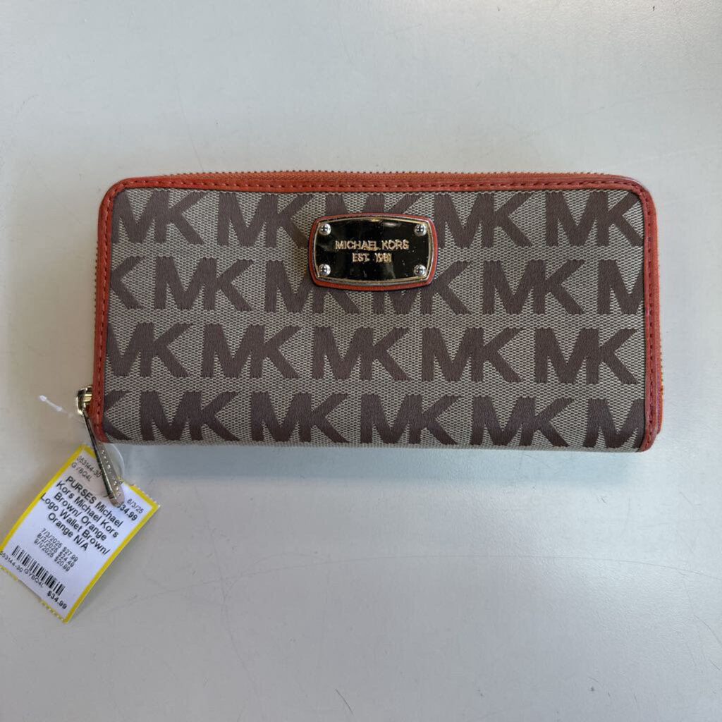 Michael Kors Brown/ Orange Logo Wallet