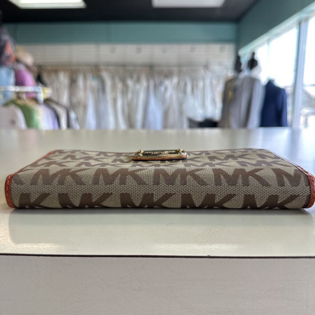 Michael Kors Brown/ Orange Logo Wallet