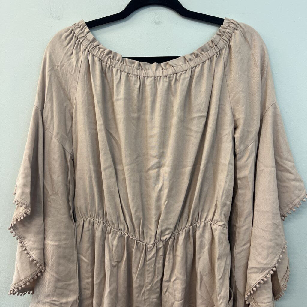 Umgee Light Brown Long Sleeve Romper Small