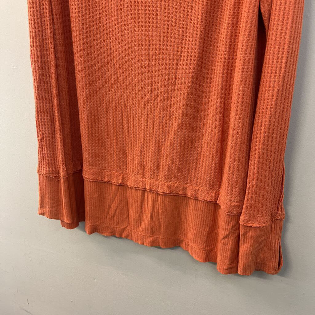We The Free Orange Waffle Knit Long Sleeve Slouchy Top Small