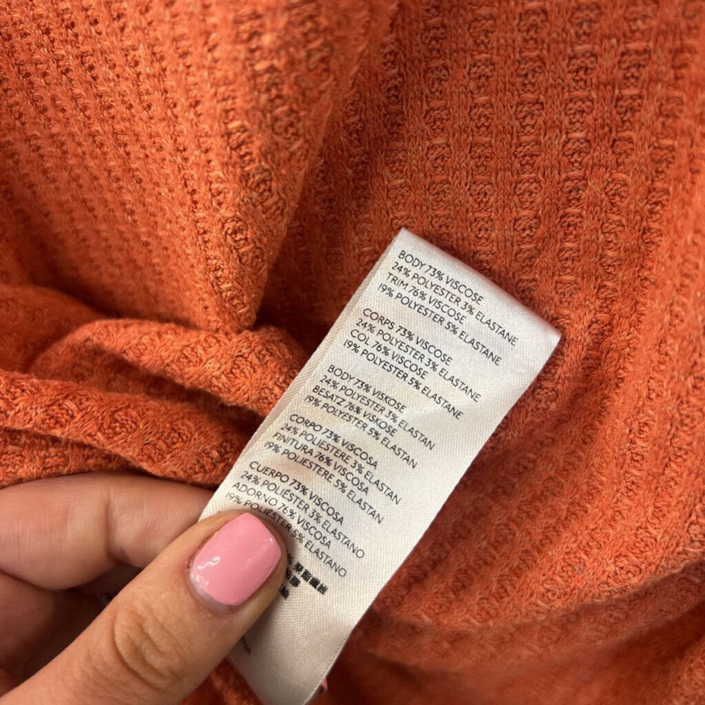 We The Free Orange Waffle Knit Long Sleeve Slouchy Top Small