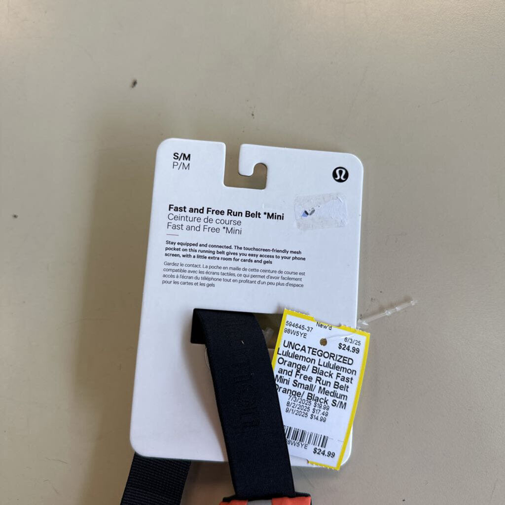 Lululemon Orange/ Black Fast and Free Run Belt Mini Small/ Medium