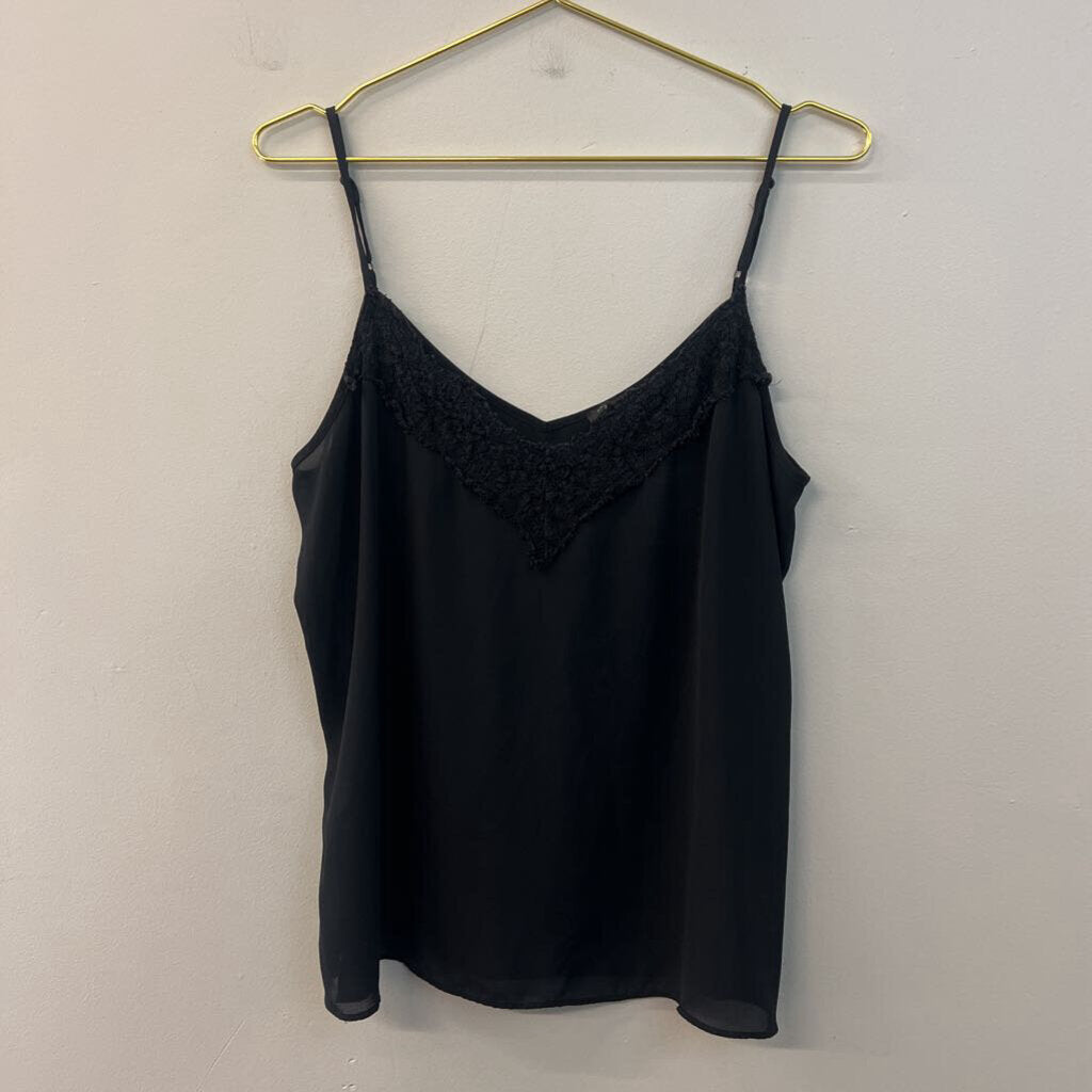Ann Taylor Black Lace Trim Tank Top Large
