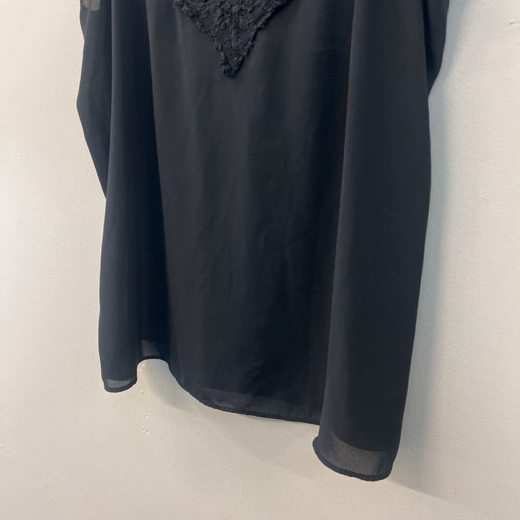 Ann Taylor Black Lace Trim Tank Top Large