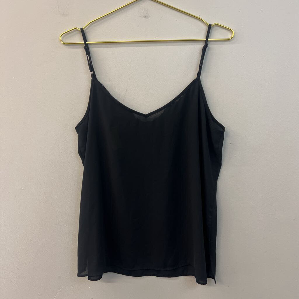 Ann Taylor Black Lace Trim Tank Top Large