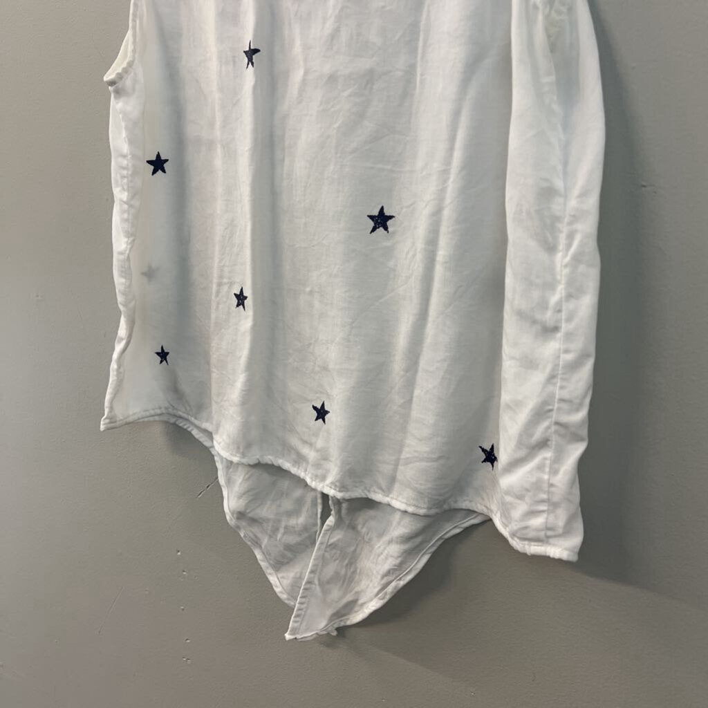 Cloth and Stone White/ Blue Star Print Sleeveless Button Down Top Small Anthropologie