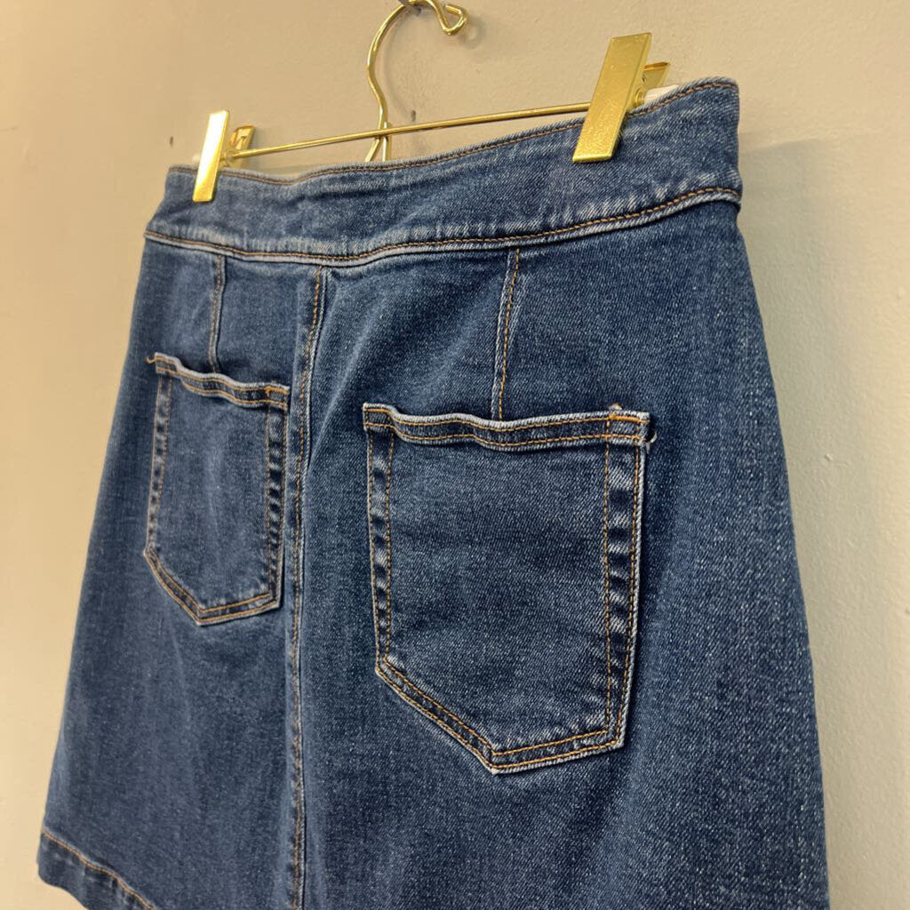 Loft Dark Wash Button Front Denim Skirt 2