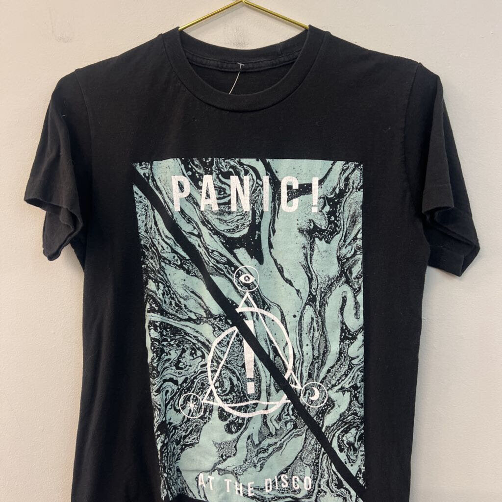 Black/ Blue Panic At The Disco Short Sleeve Graphic Tee Small