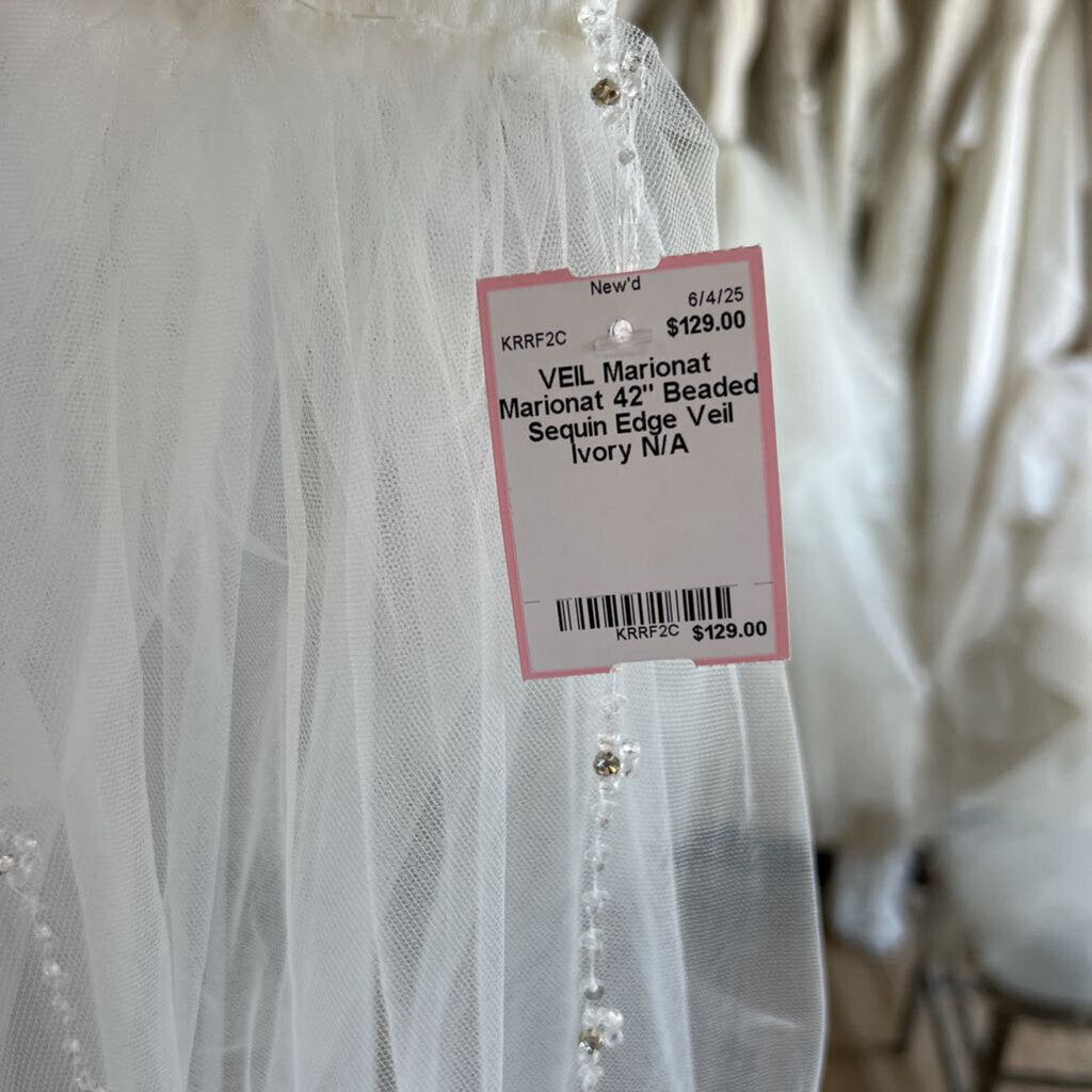 Marionat 42" Beaded Sequin Edge Veil