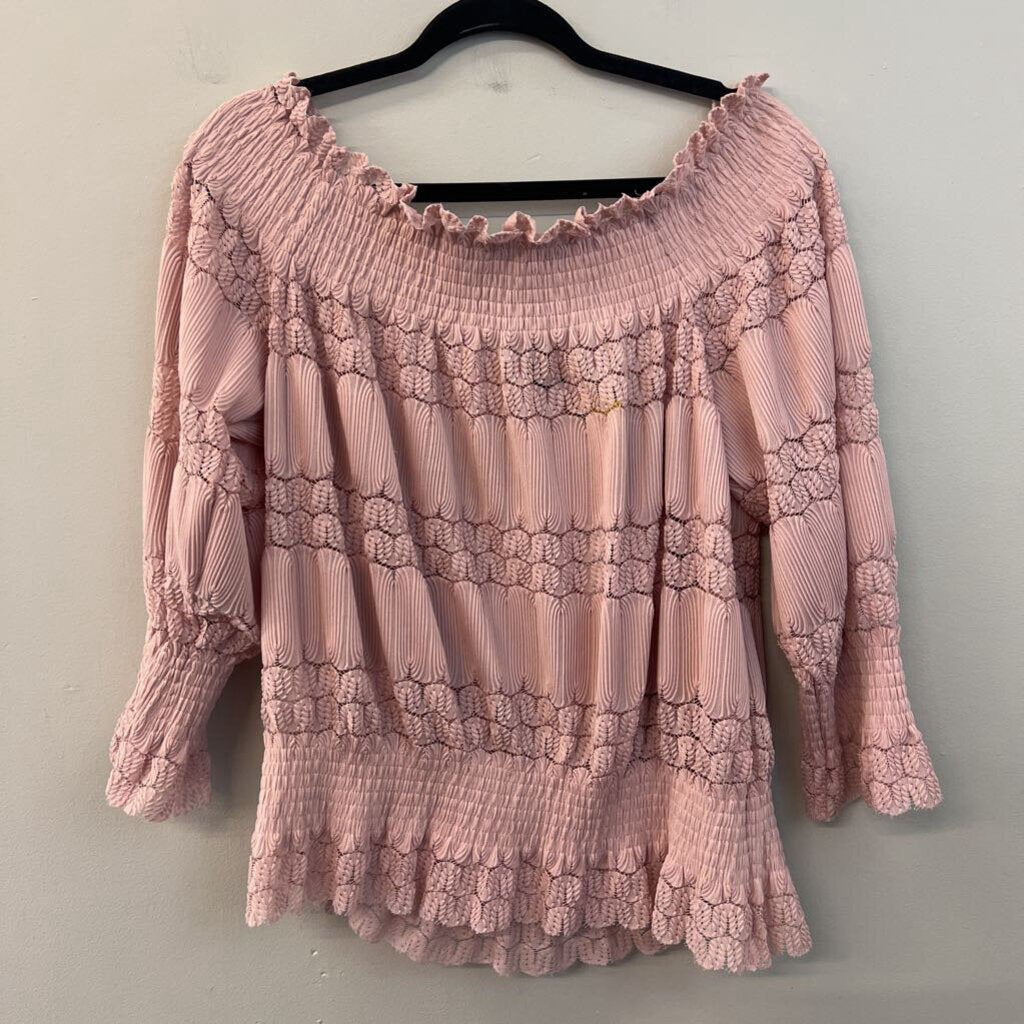 Coco Carmen Pink Lace Detail Off Shoulder Top XXL