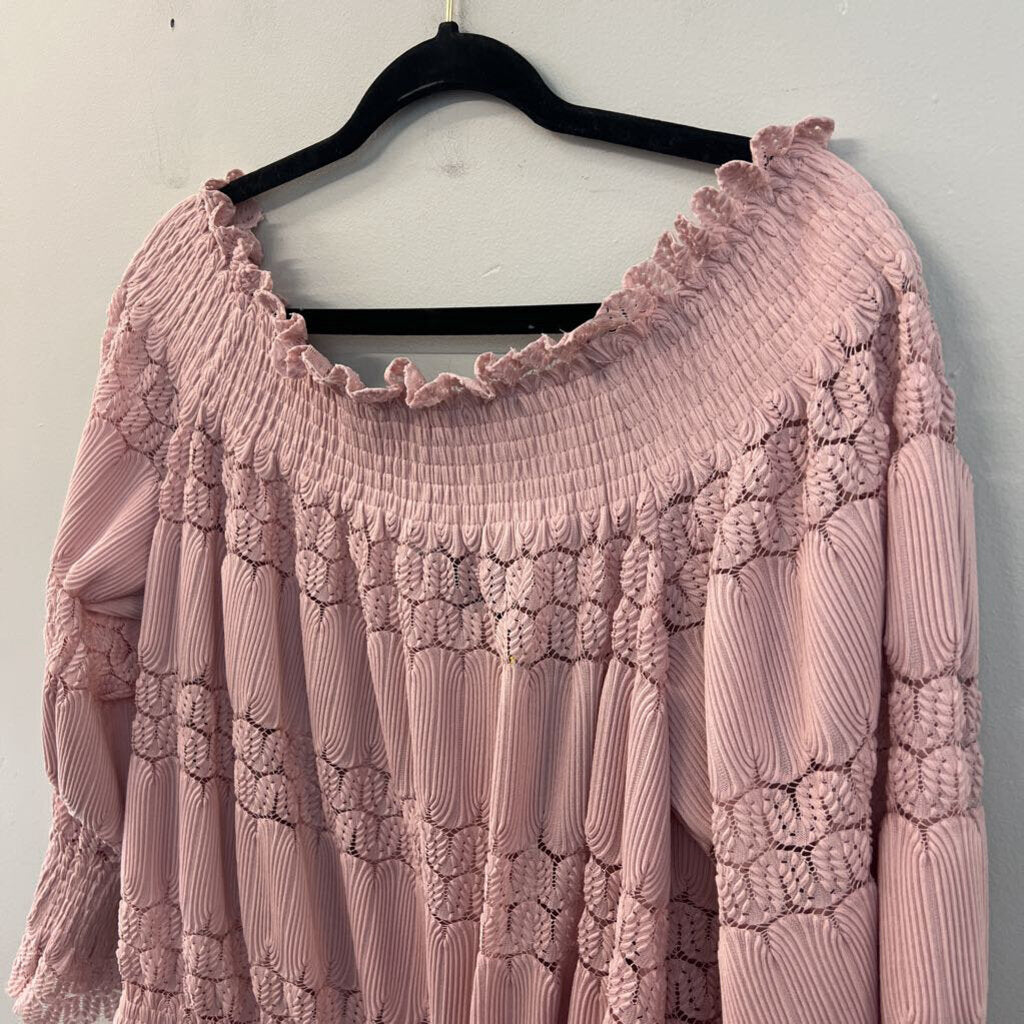 Coco Carmen Pink Lace Detail Off Shoulder Top XXL