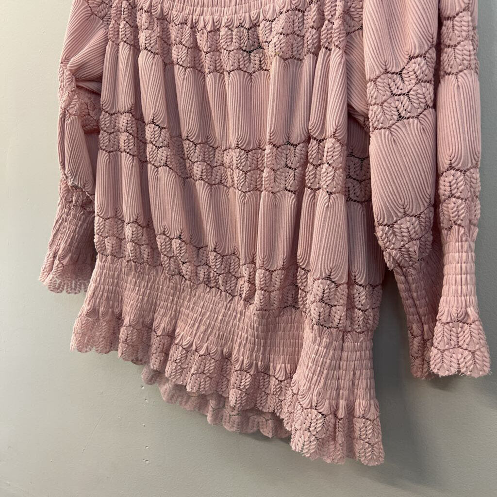 Coco Carmen Pink Lace Detail Off Shoulder Top XXL