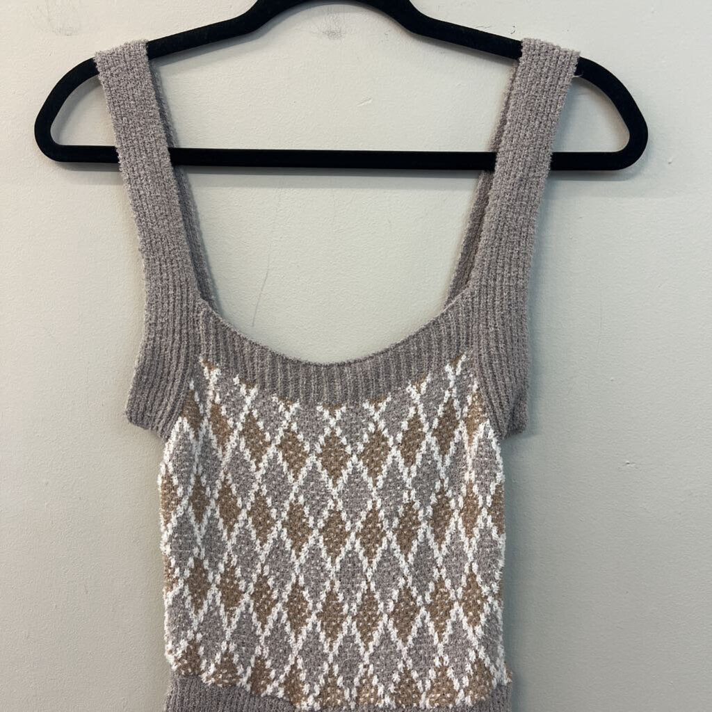 Intimately Free People Grey/ Brown Diamond Print Romper Extra Small