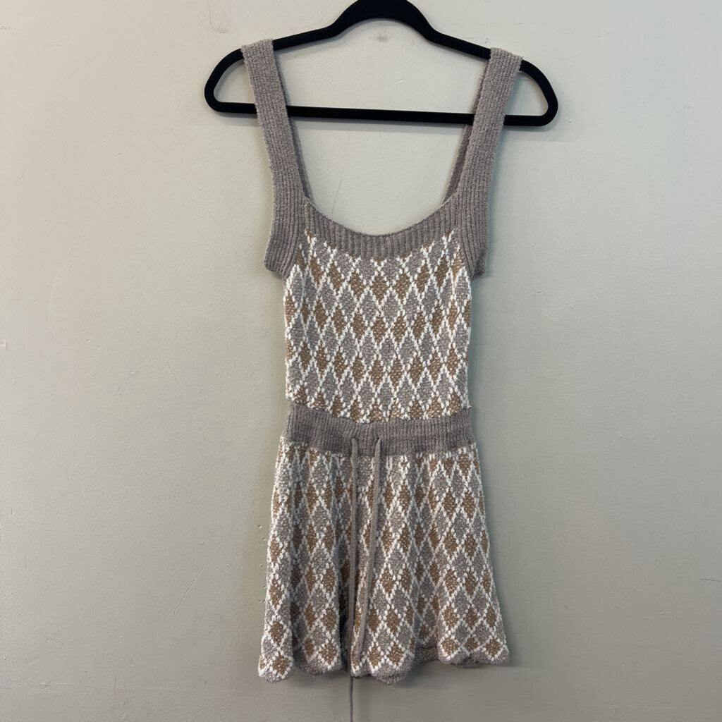 Intimately Free People Grey/ Brown Diamond Print Romper Extra Small