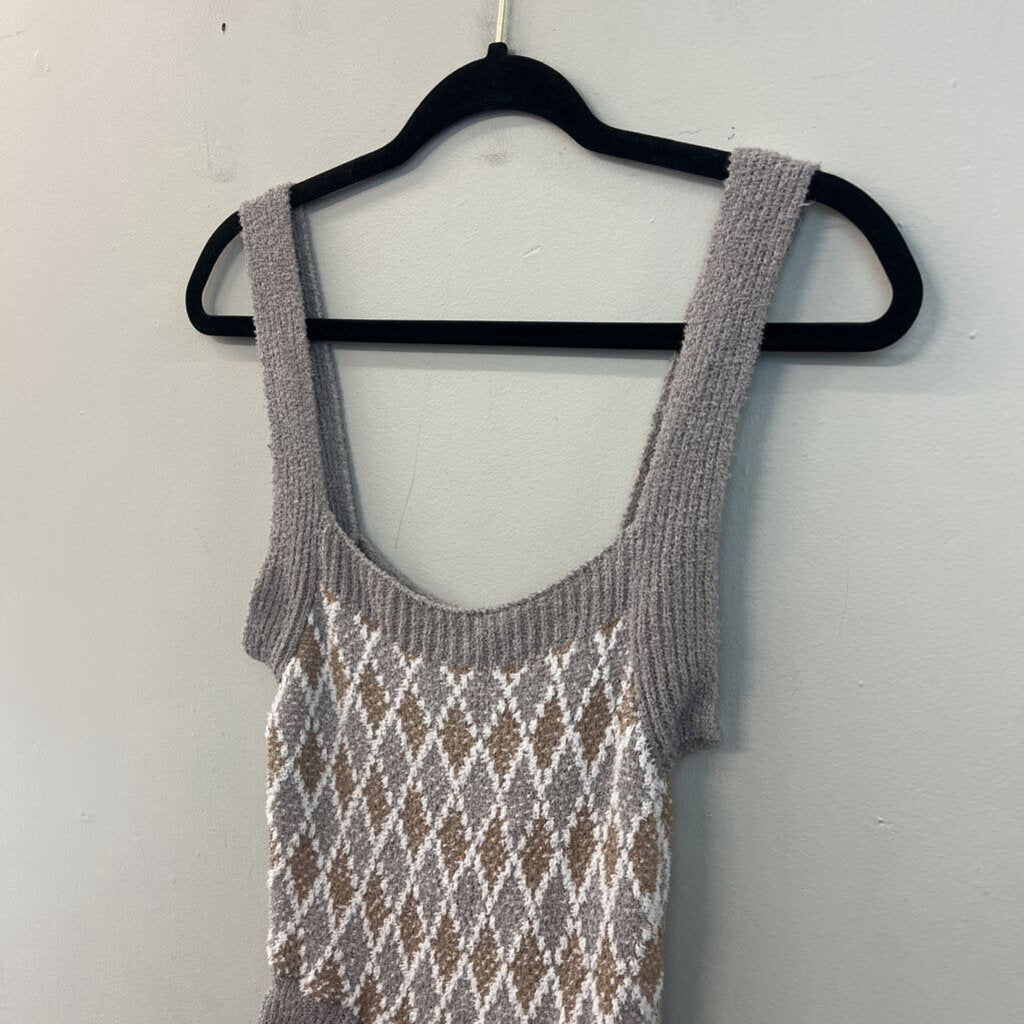 Intimately Free People Grey/ Brown Diamond Print Romper Extra Small
