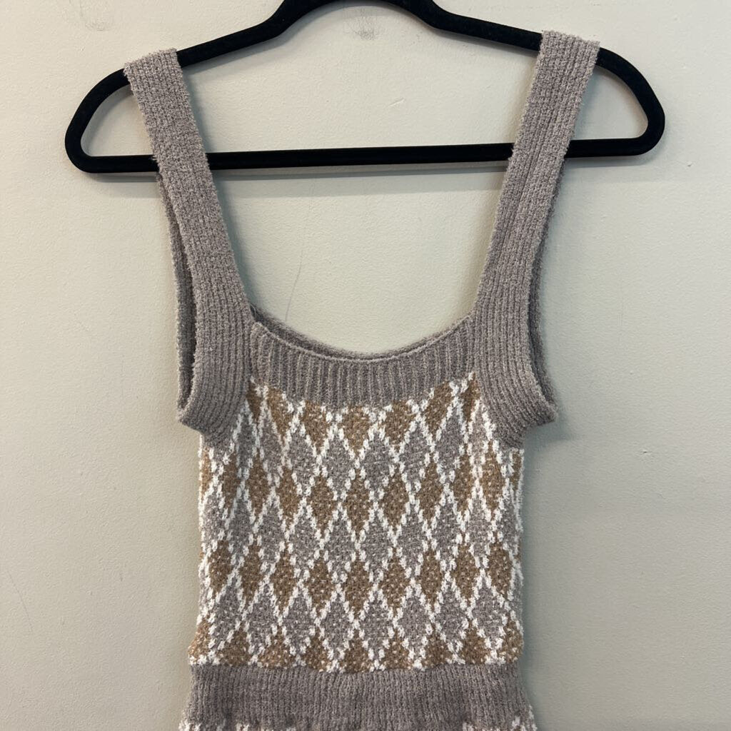 Intimately Free People Grey/ Brown Diamond Print Romper Extra Small