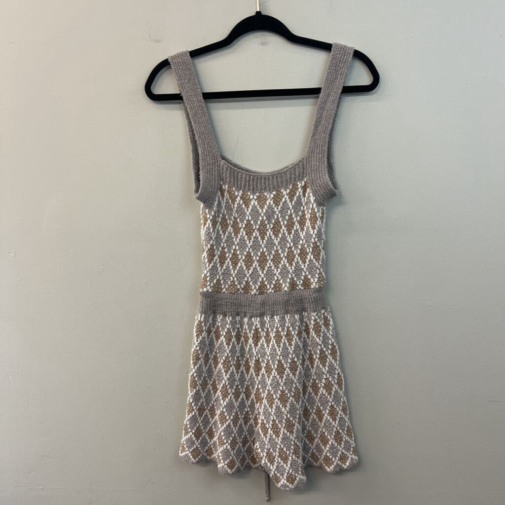 Intimately Free People Grey/ Brown Diamond Print Romper Extra Small