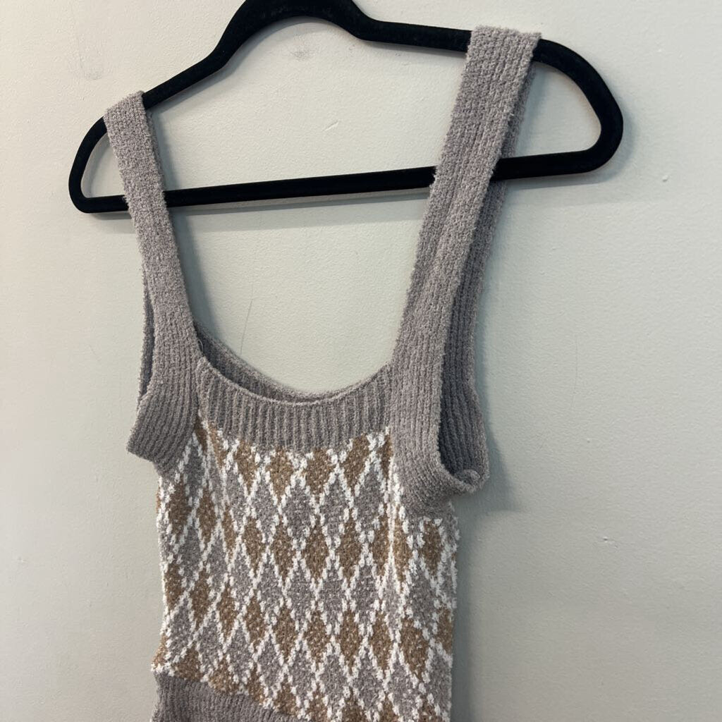 Intimately Free People Grey/ Brown Diamond Print Romper Extra Small