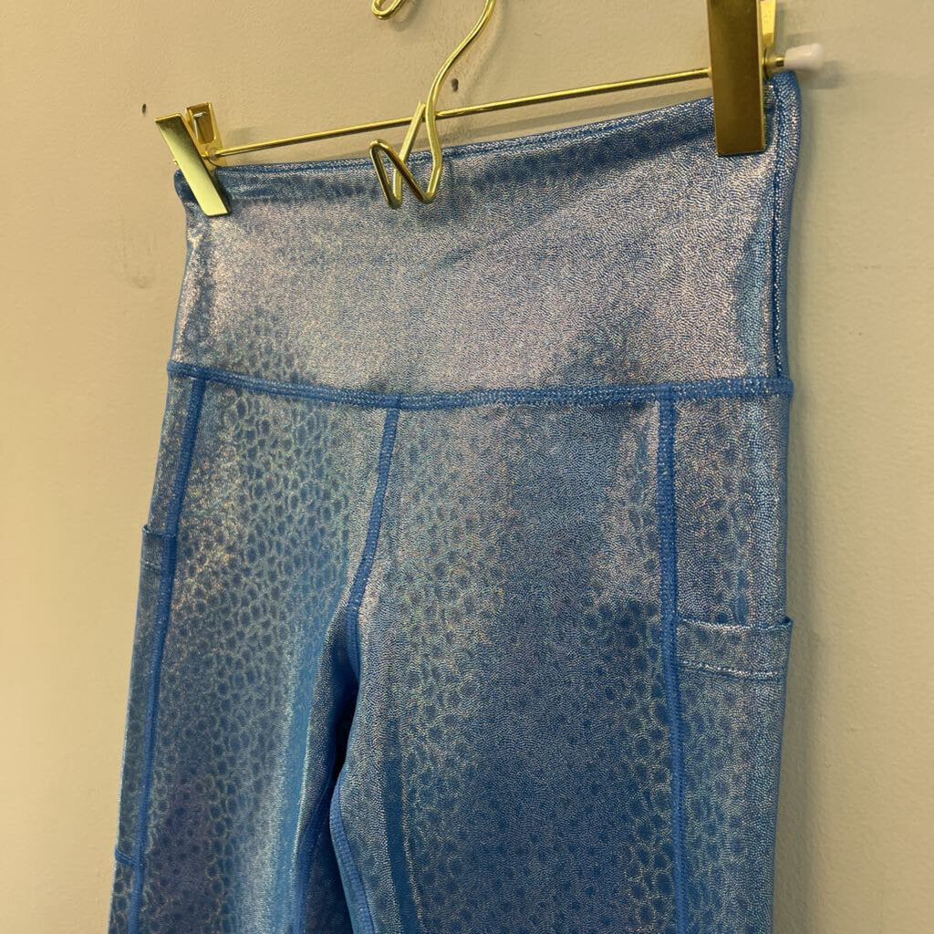 Zyia Blue Iridescent Print Cropped Athletic Leggings 2