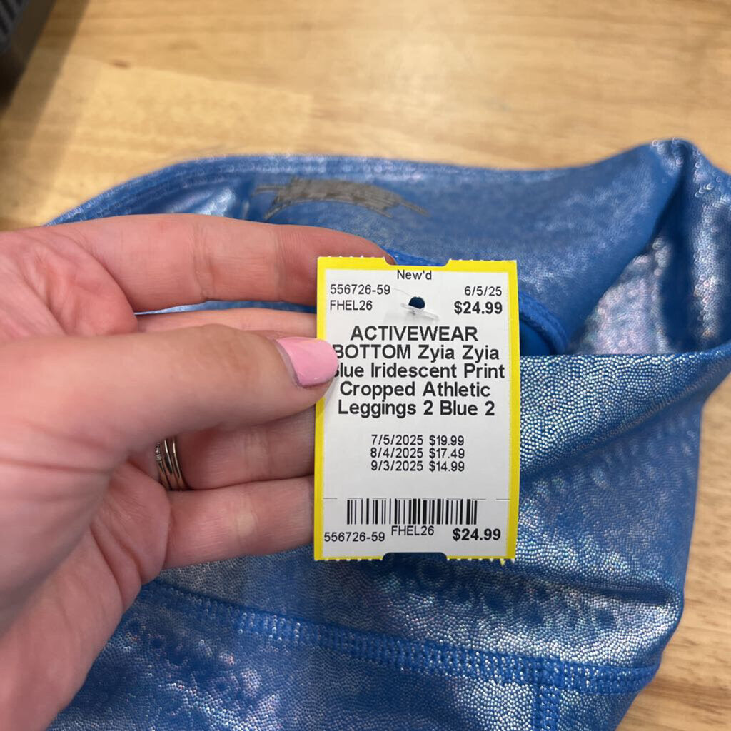 Zyia Blue Iridescent Print Cropped Athletic Leggings 2