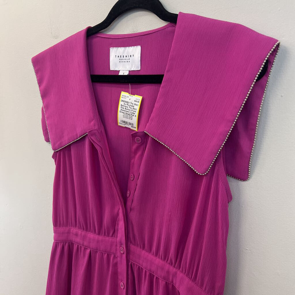 The Shirt Pink Button Front Statement Collar Dress Small