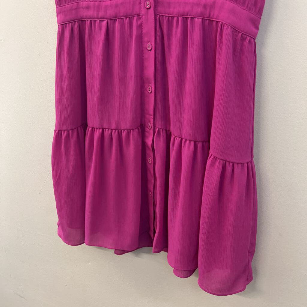 The Shirt Pink Button Front Statement Collar Dress Small