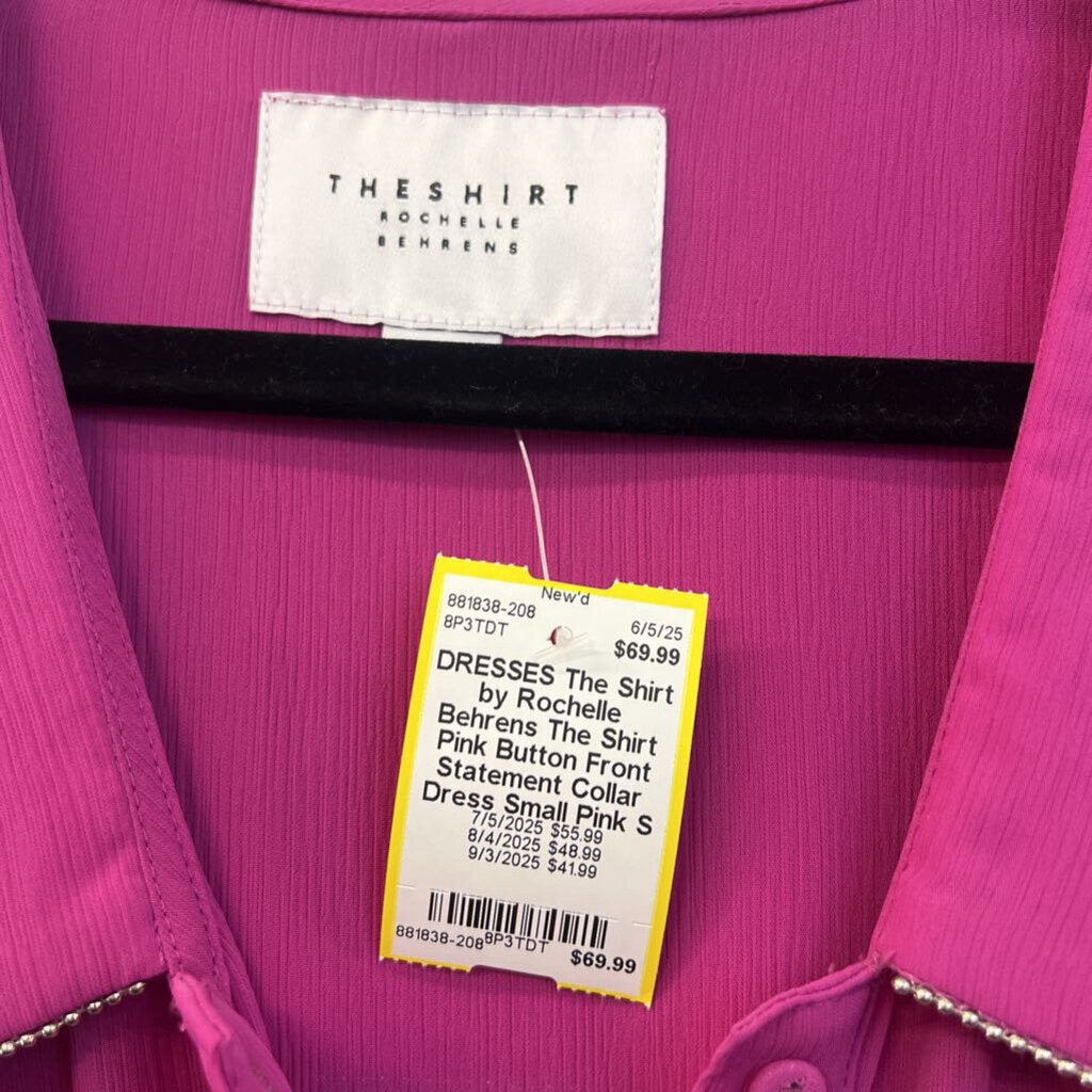 The Shirt Pink Button Front Statement Collar Dress Small