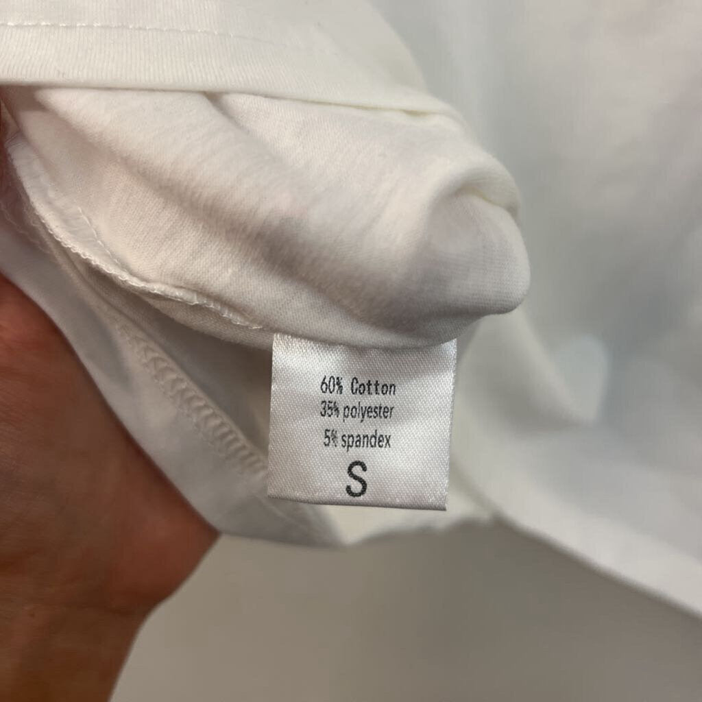 White Boxy Short Puff Sleeve Top Small