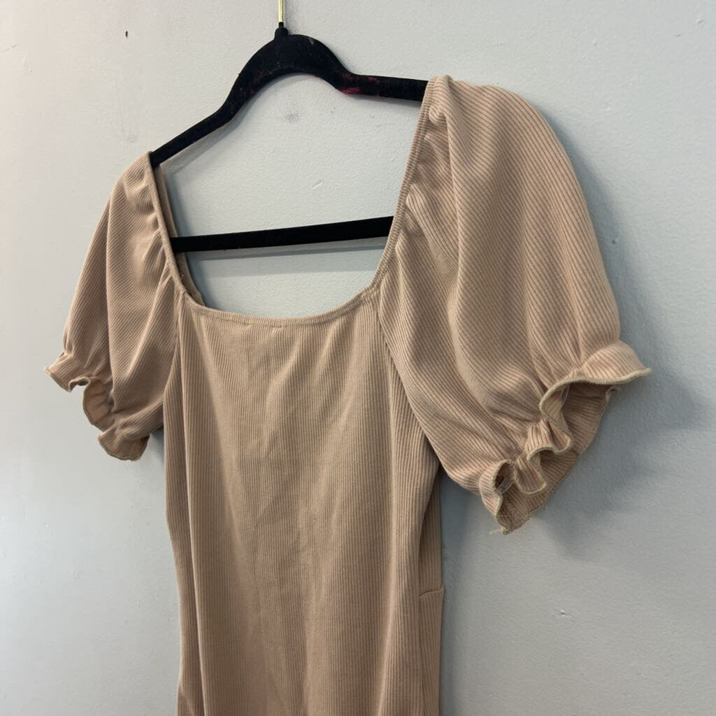 Altar'd State Light Brown Short Puff Sleeve Bodysuit Small