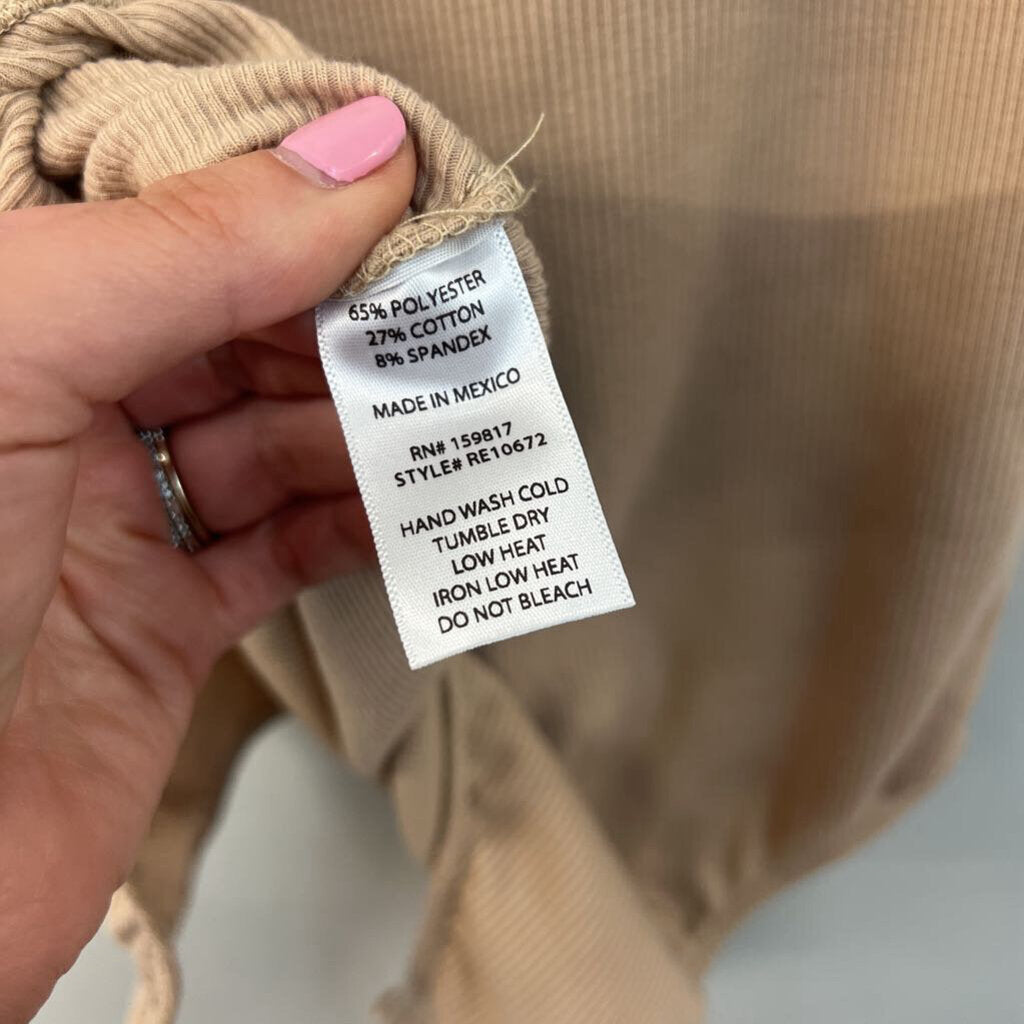 Altar'd State Light Brown Short Puff Sleeve Bodysuit Small