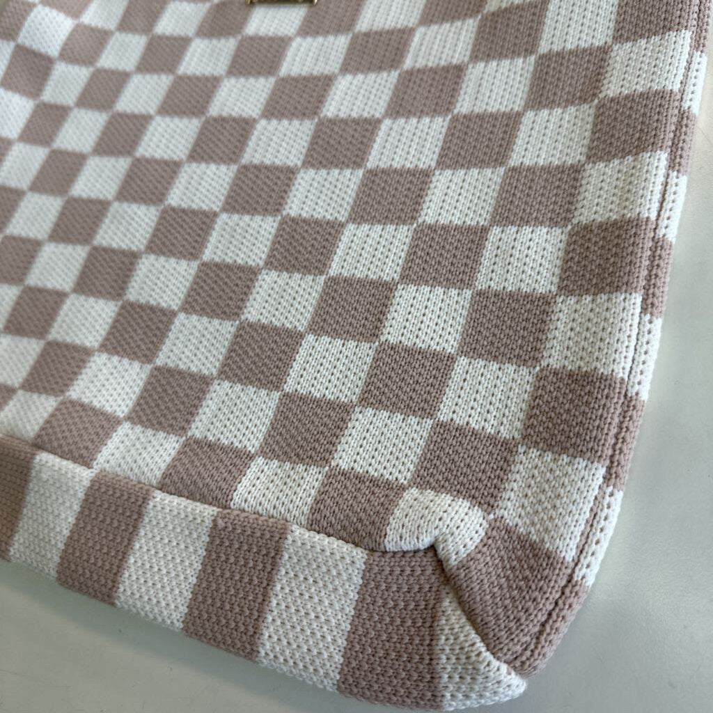 Kopari Brown Checkered Knit Purse