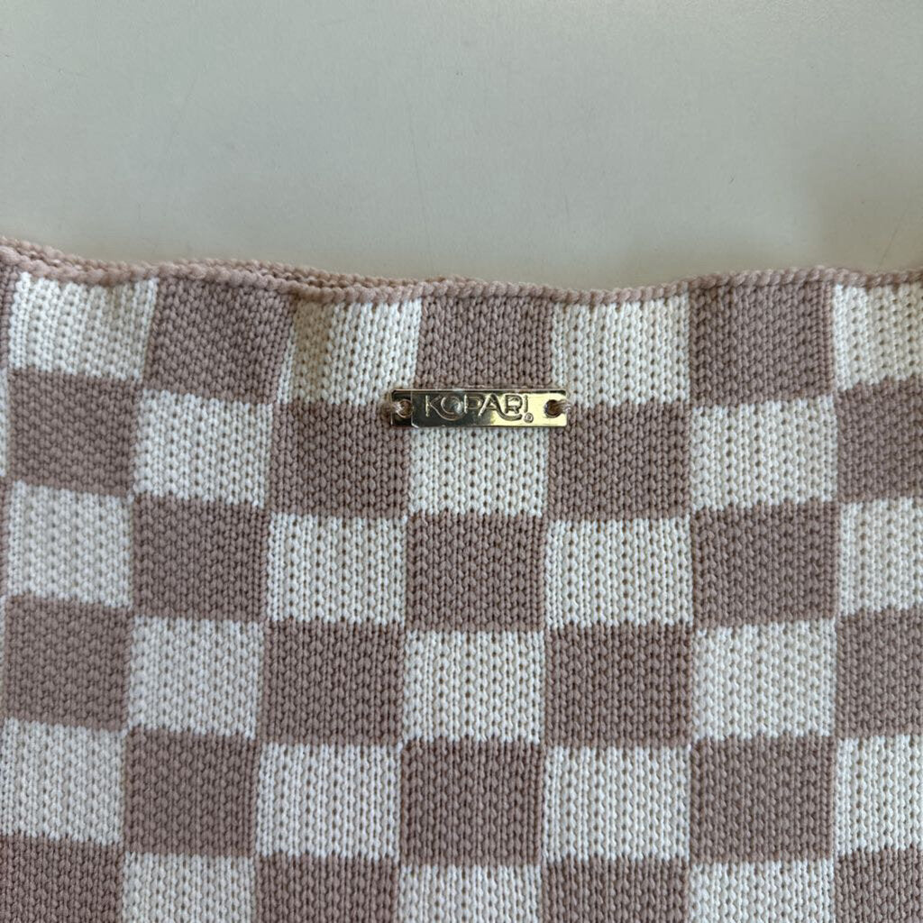 Kopari Brown Checkered Knit Purse