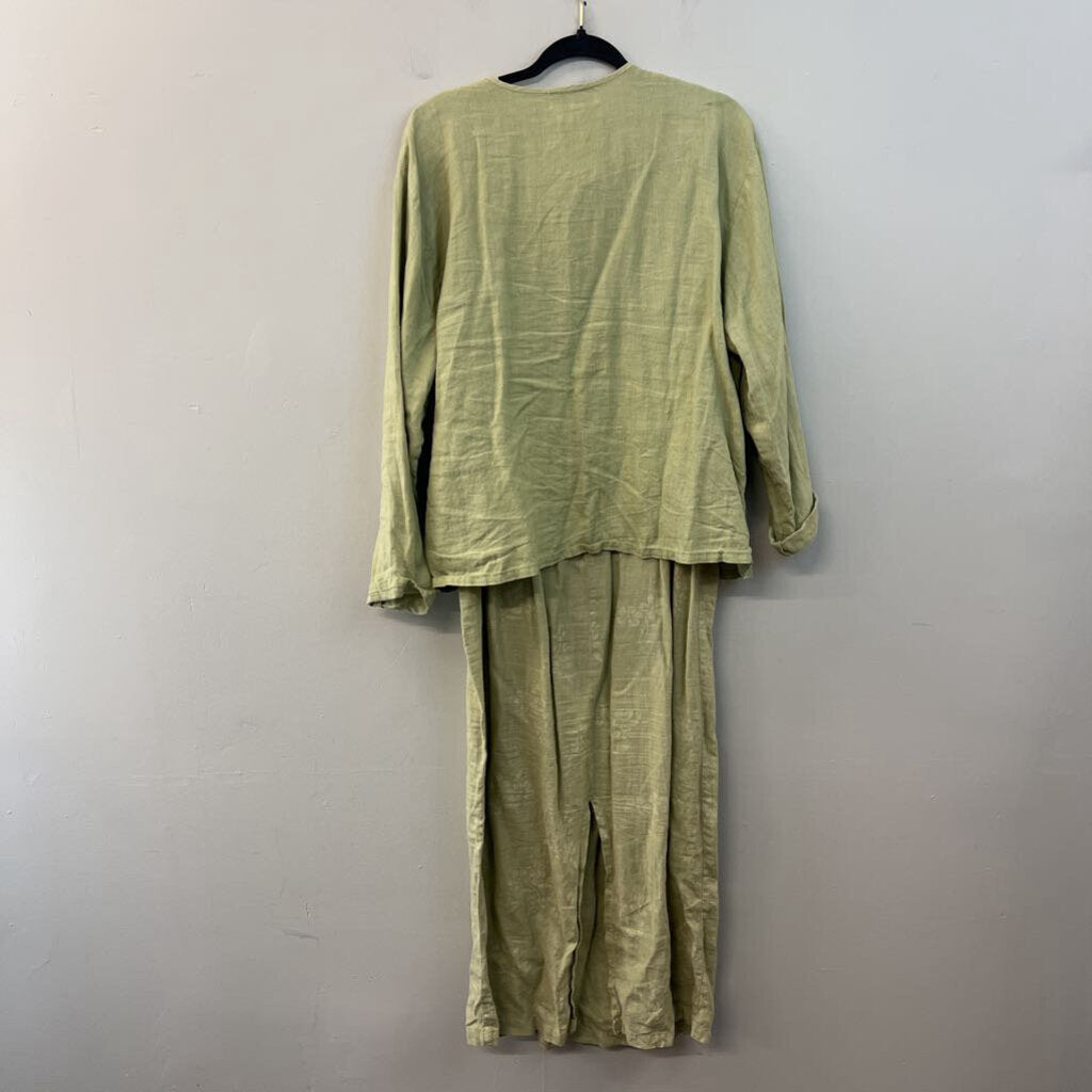 J Jill Green 100% Linen Maxi Dress and Jacket Set Large