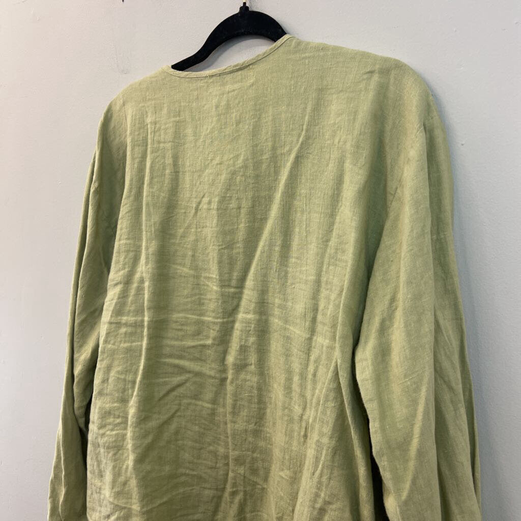J Jill Green 100% Linen Maxi Dress and Jacket Set Large