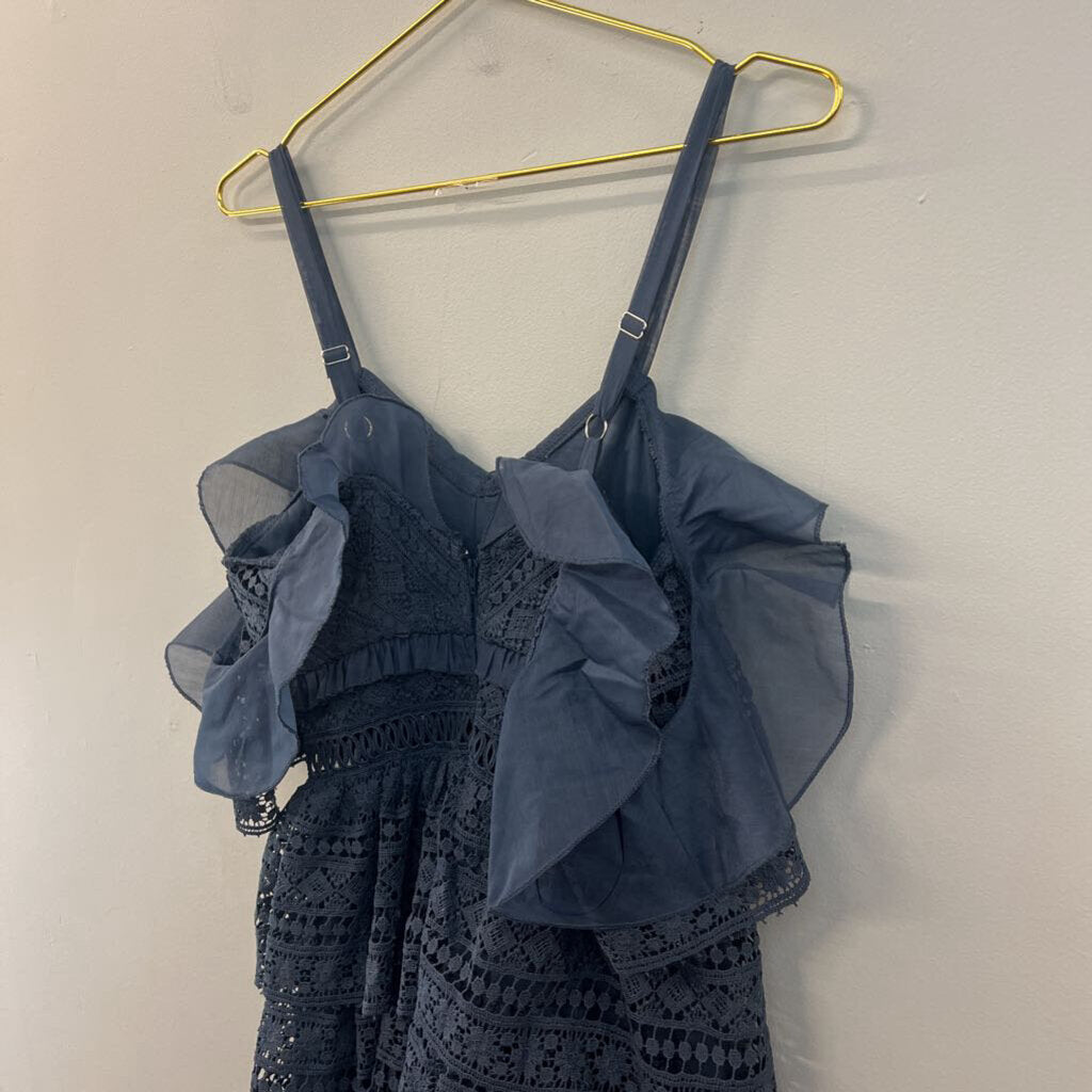 Two Sisters Blue Lace Ruffle Top Dress Small