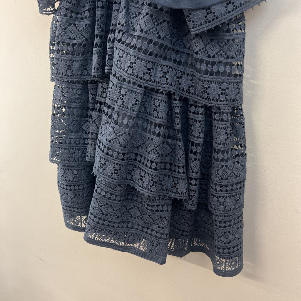 Two Sisters Blue Lace Ruffle Top Dress Small