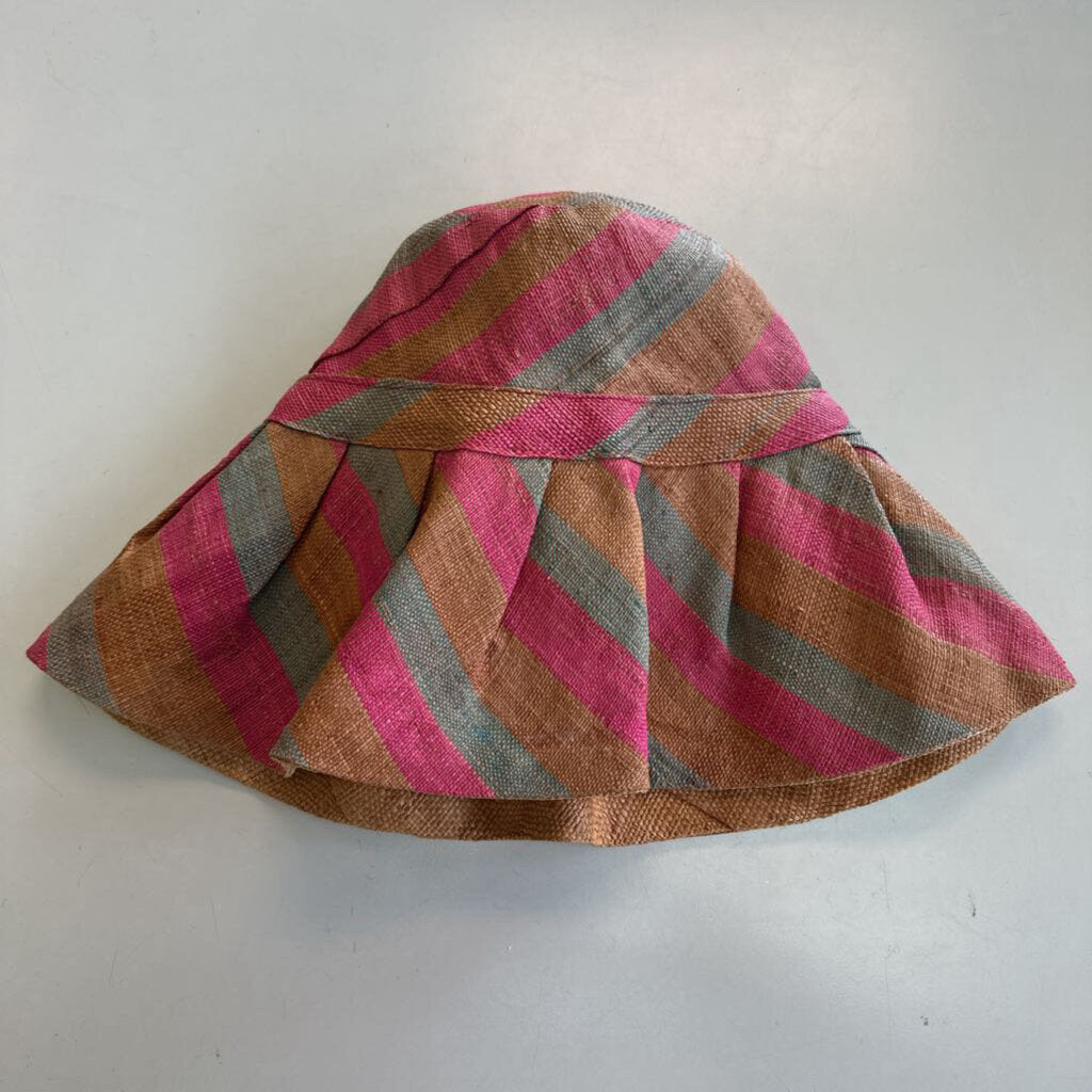 Brown/ Multi Striped Raffia Bucket Hat