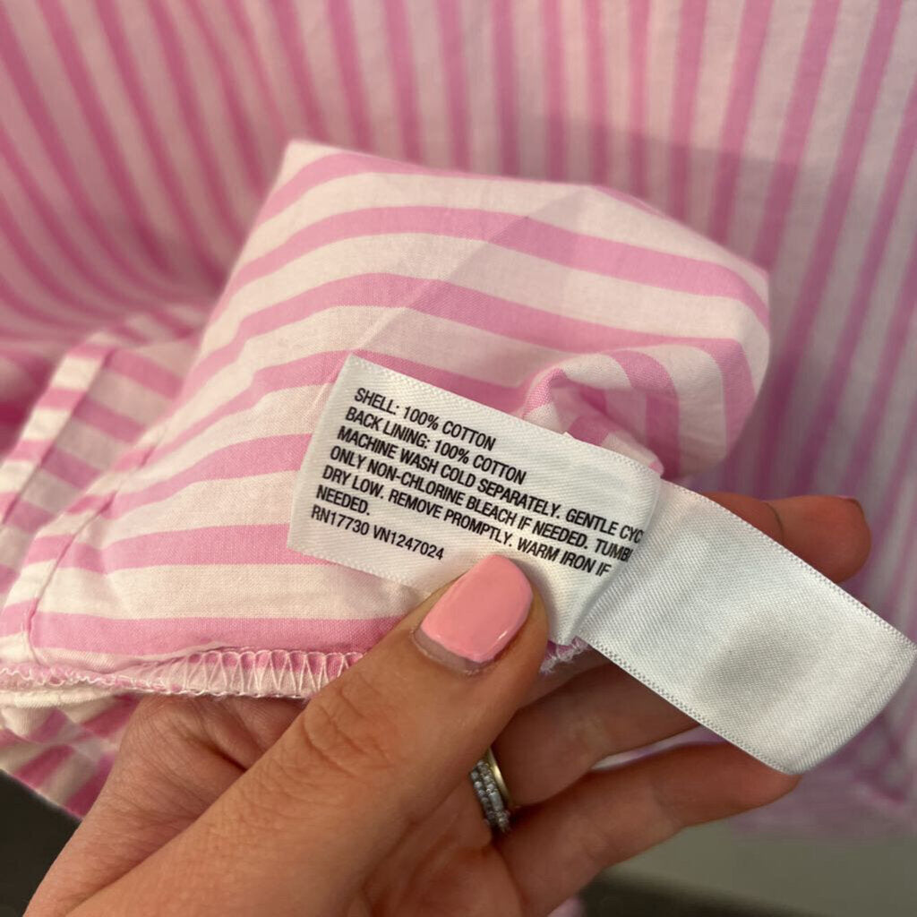 Pink/ White Striped Long Sleeve Button Down Tie Front Dress XXL