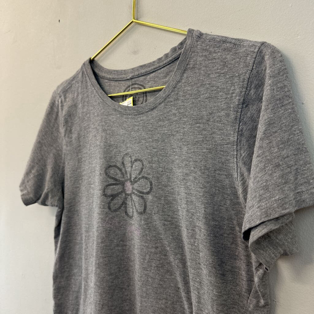 Life Is Good Grey Flower Short Sleeve Graphic Tee Medium