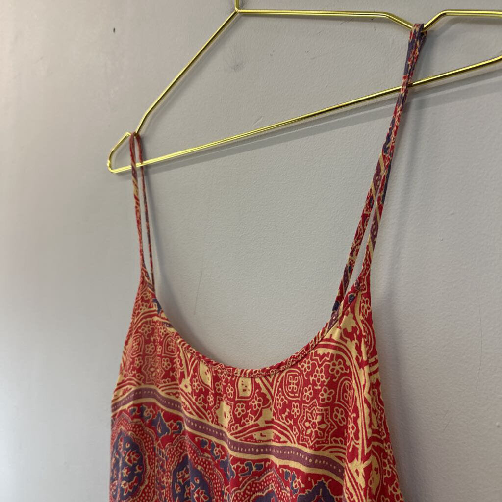LA Hearts Red/ Multi Cropped Tie Back Tank Top Large