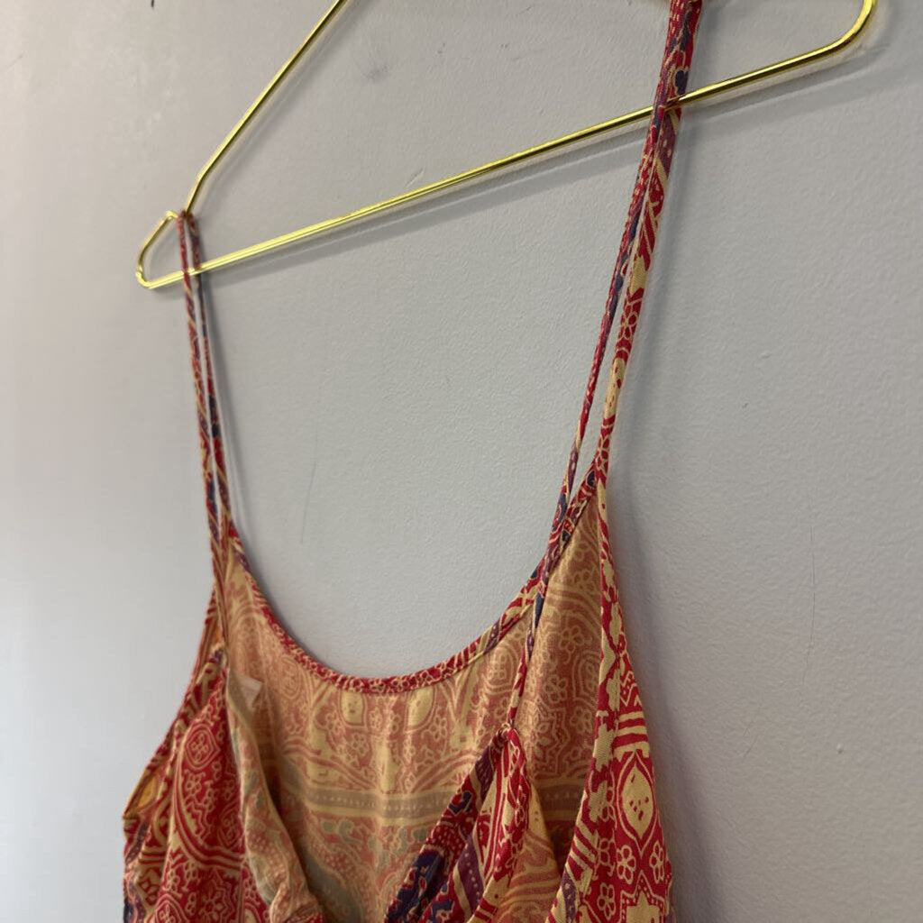 LA Hearts Red/ Multi Cropped Tie Back Tank Top Large