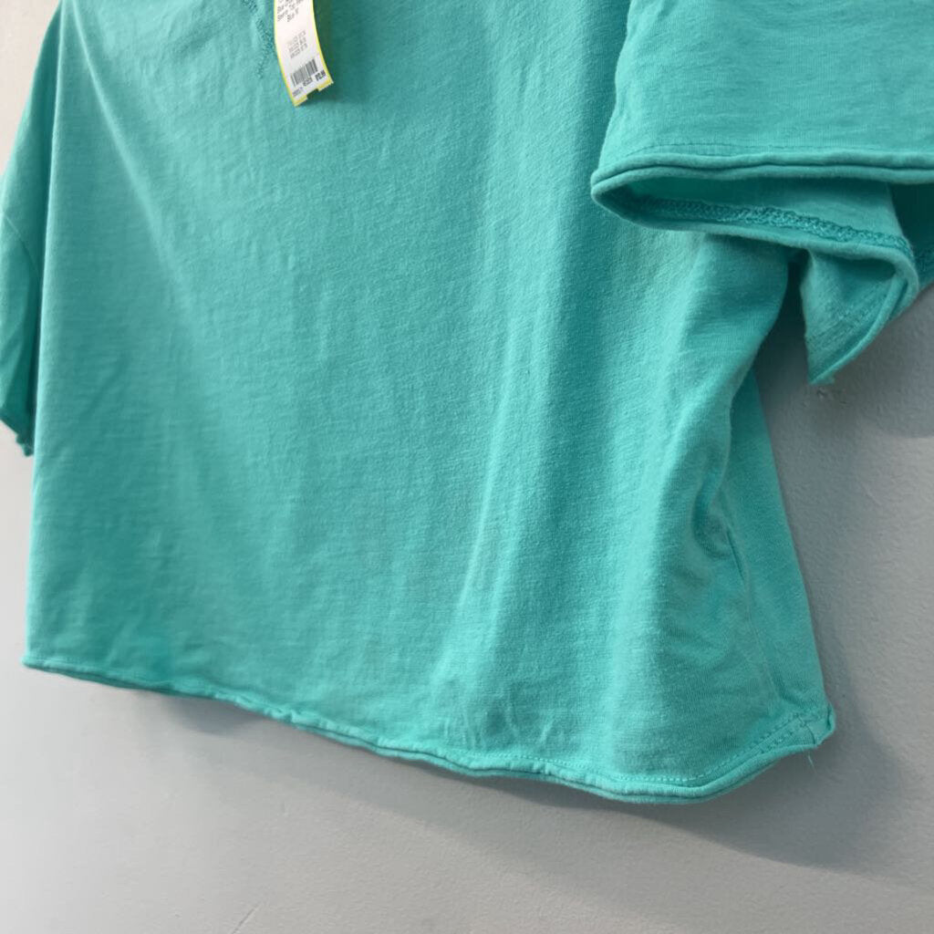 Colsie Blue Cropped Short Sleeve Top Medium