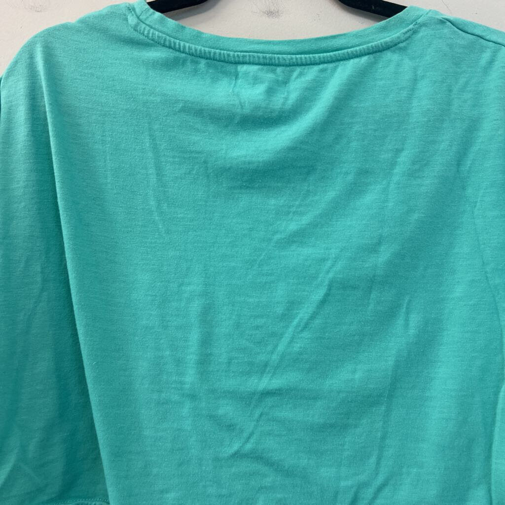 Colsie Blue Cropped Short Sleeve Top Medium